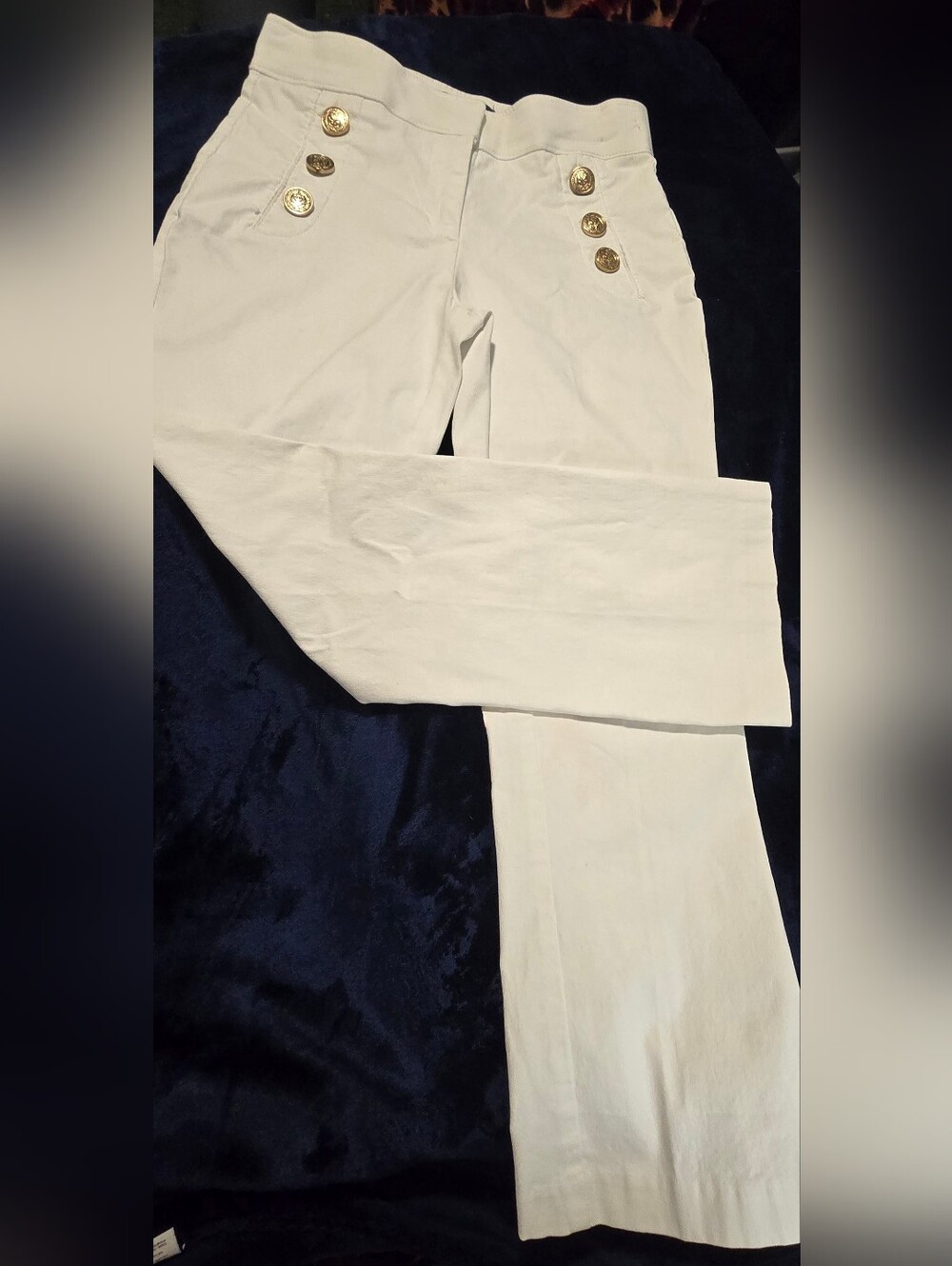 Jules & Leopold Cream Wide-Leg Sailor Button Trousers